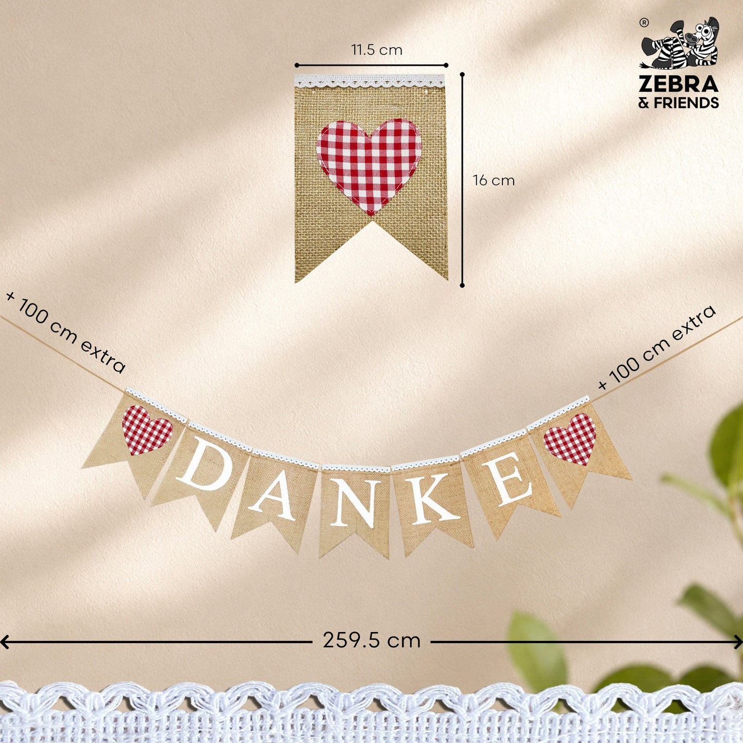 6345 "DANKE'" Banner - Ze-line collection