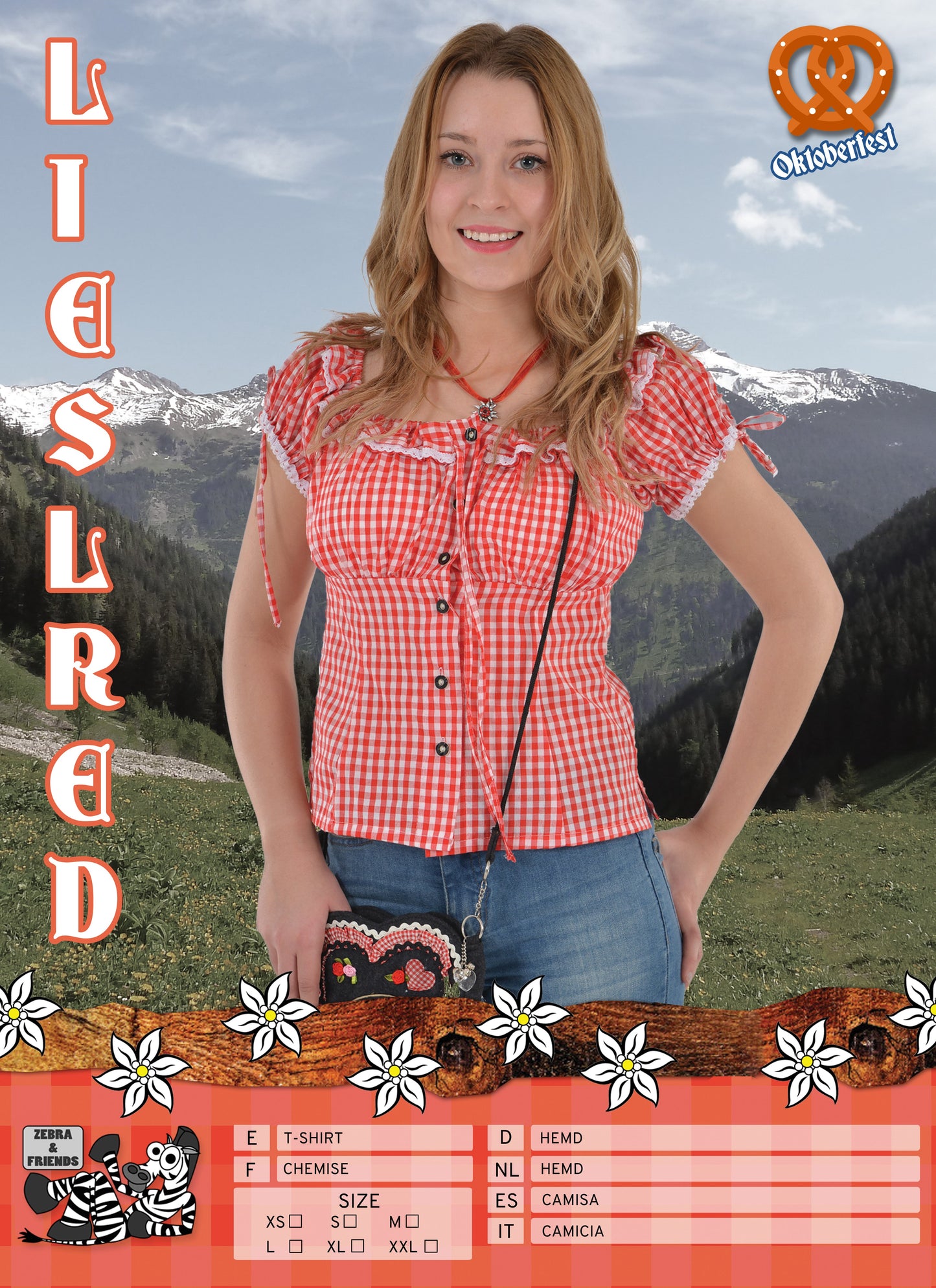 1309 Bavarian blouse Liesl red - Beerfest collection