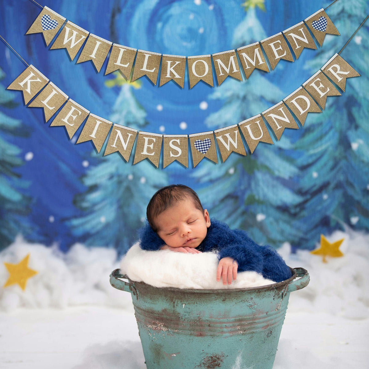 6343  "KLEINES WUNDER "banner blue -ze-line collection