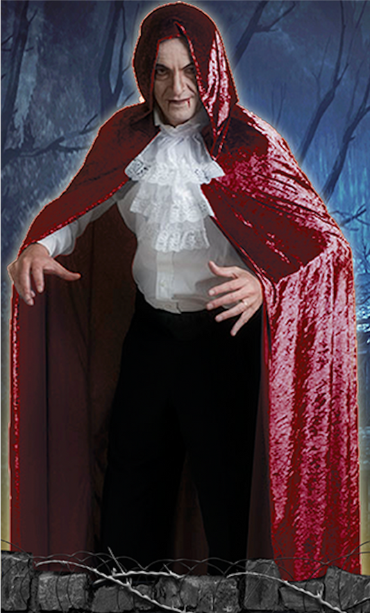 1006/4 Hooded velvet cape red - The horror factory