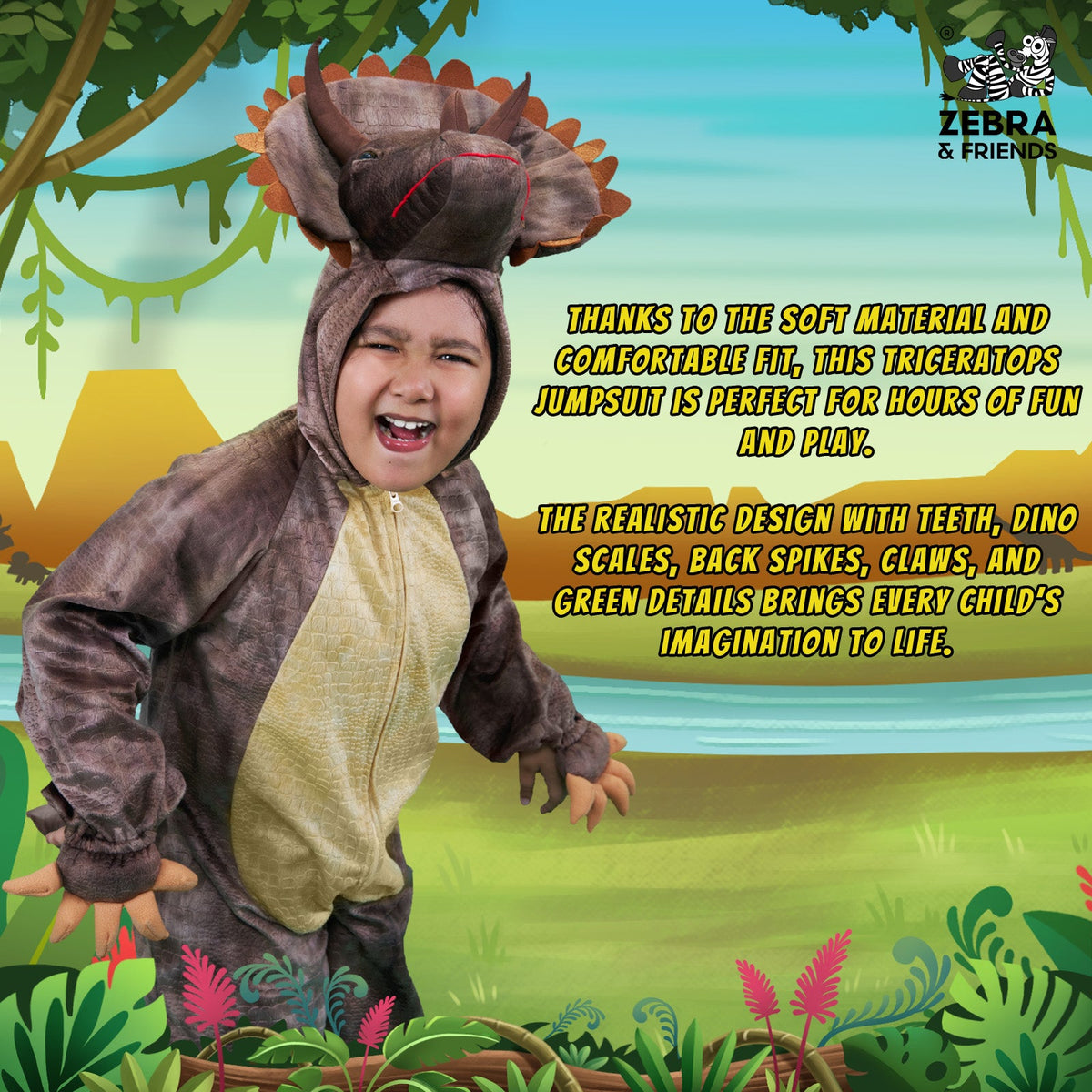 1526 Triceratops jumpsuit - Jungle Theme collection