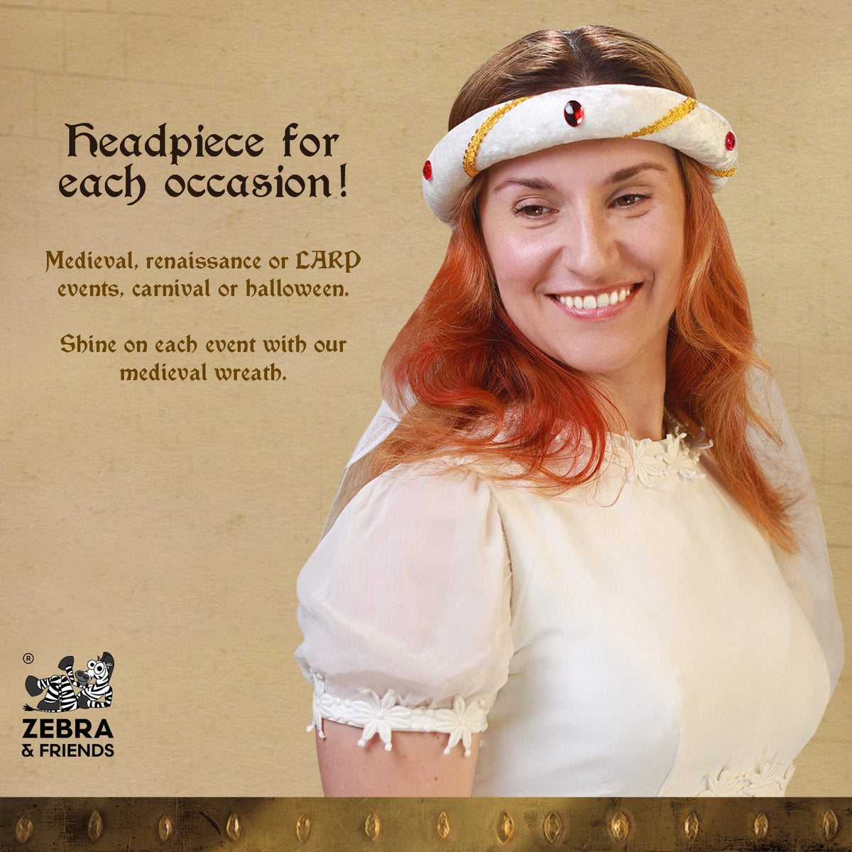 3712/1 Medieval Tiara Rosalin White - Medieval collection