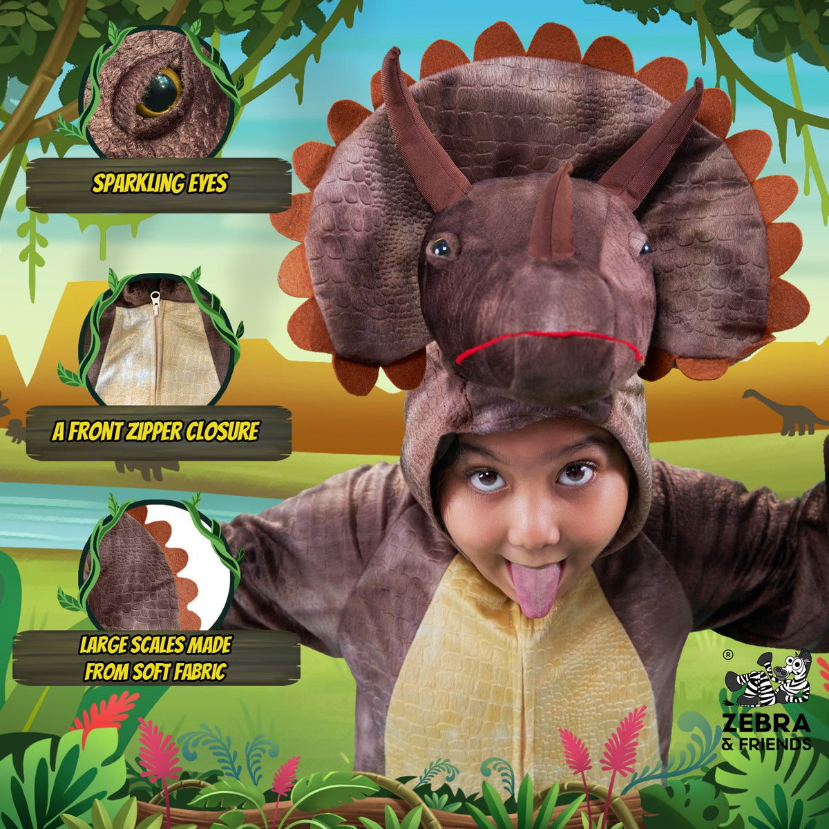 1526 Triceratops jumpsuit - Jungle Theme collection
