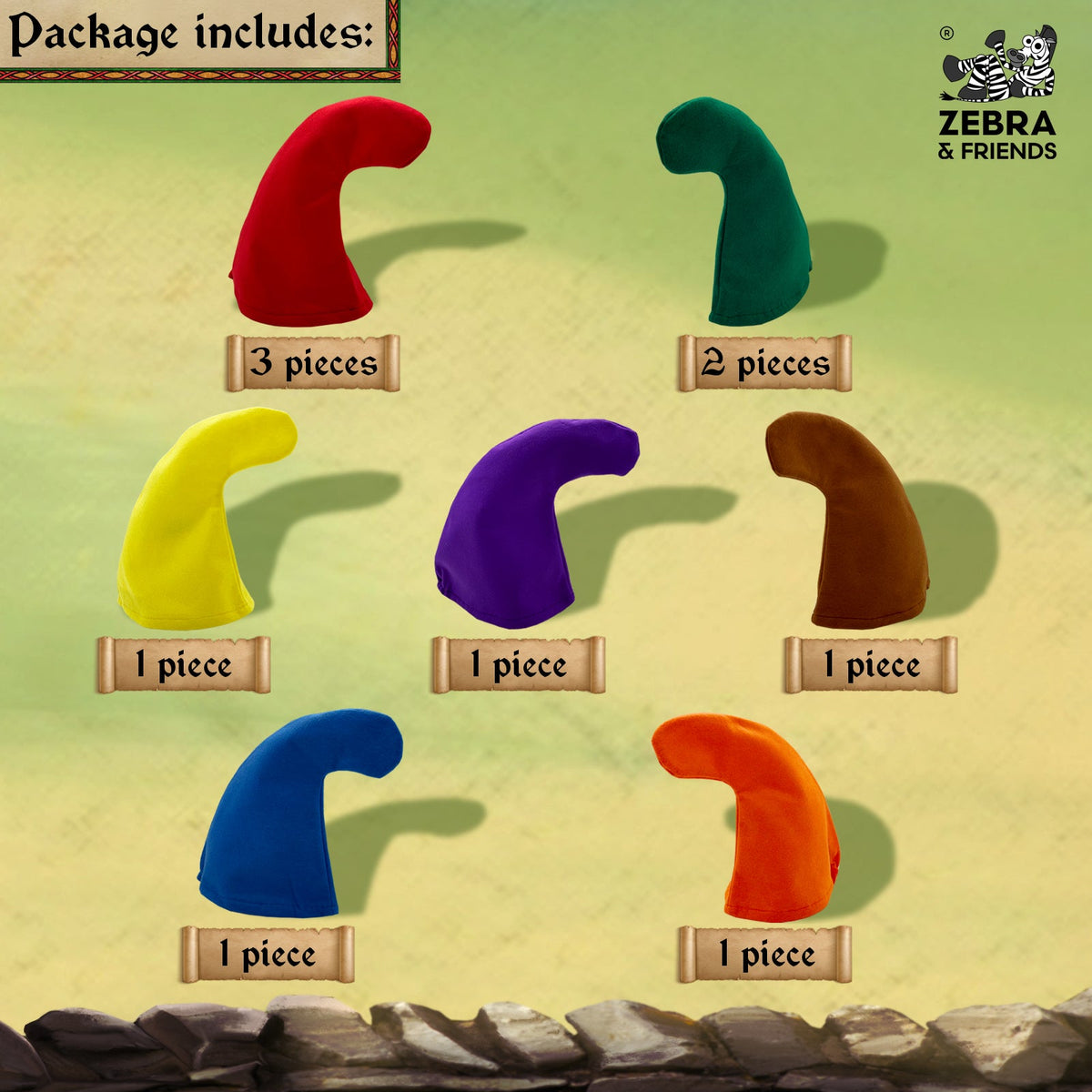3606 Dwarf cap - Set of 10 pcs - Once upon a time collection