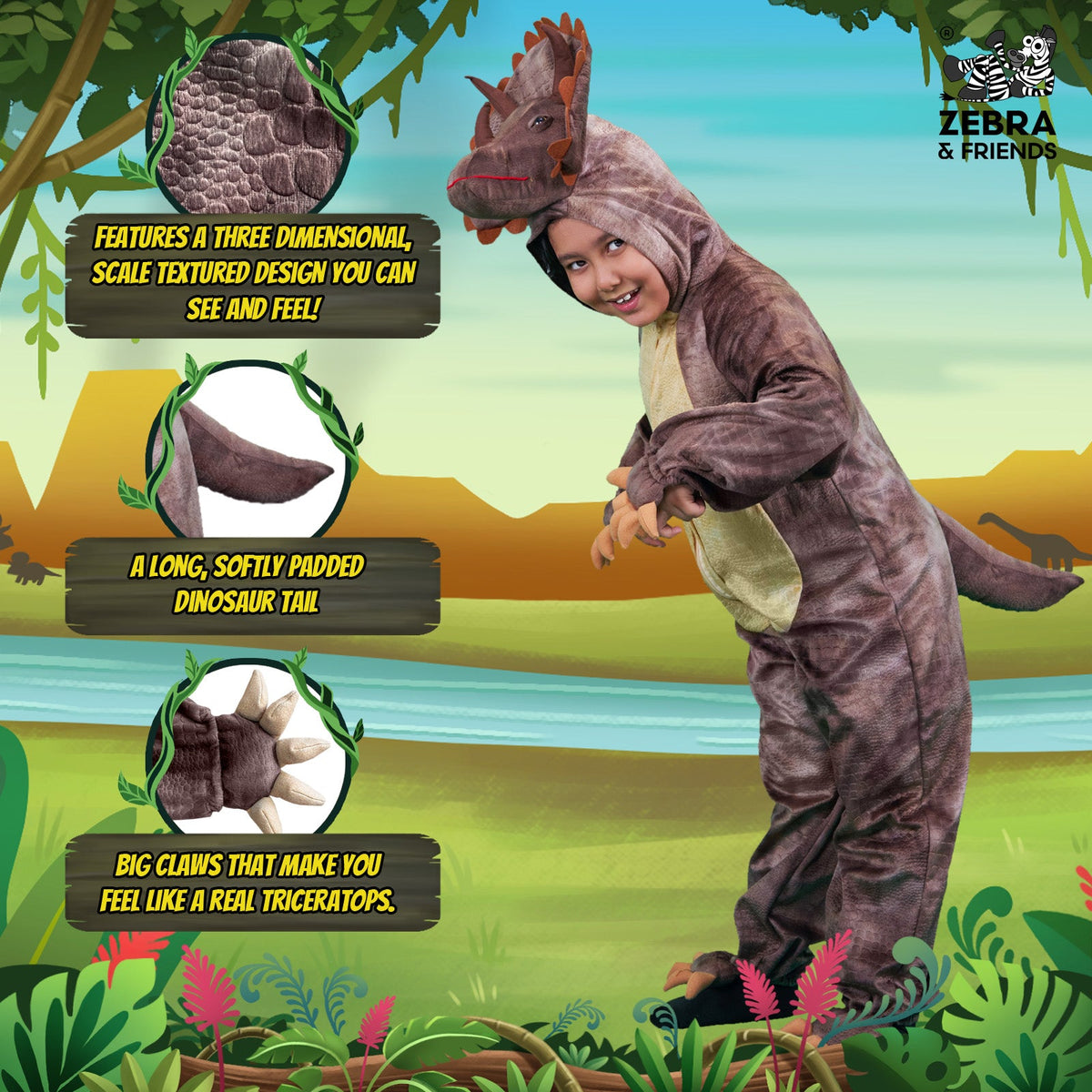 1526 Triceratops jumpsuit - Jungle Theme collection