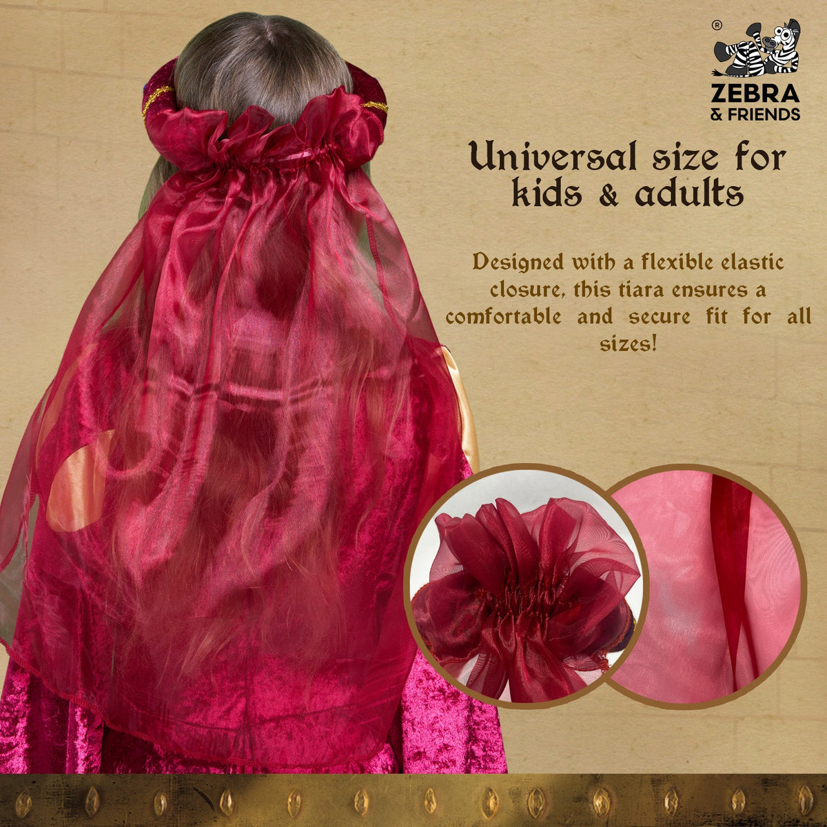 3712/8 Medieval Tiara Rosalin Burgundy - Medieval collection