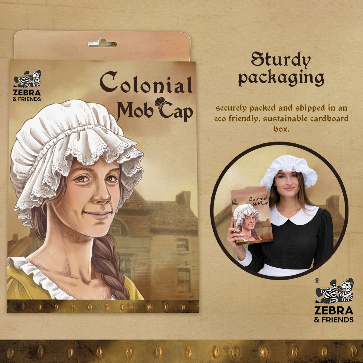 3772 Mob Cap -100% Cotton — Medieval collection