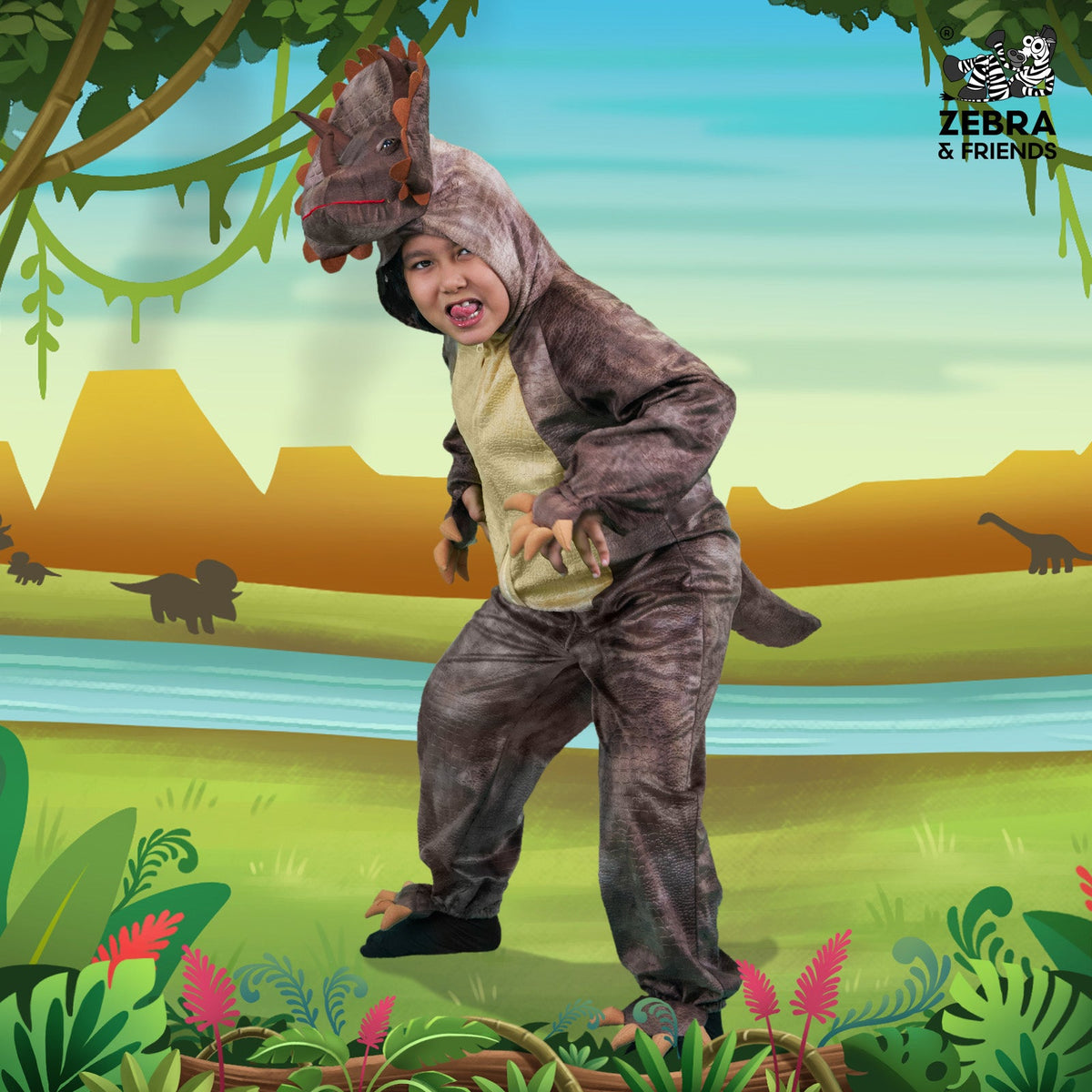 1526 Triceratops jumpsuit - Jungle Theme collection
