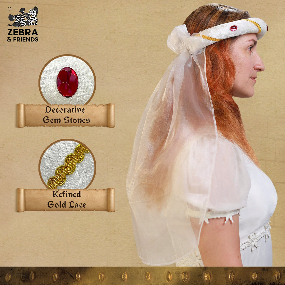 3712/1 Medieval Tiara Rosalin White - Medieval collection