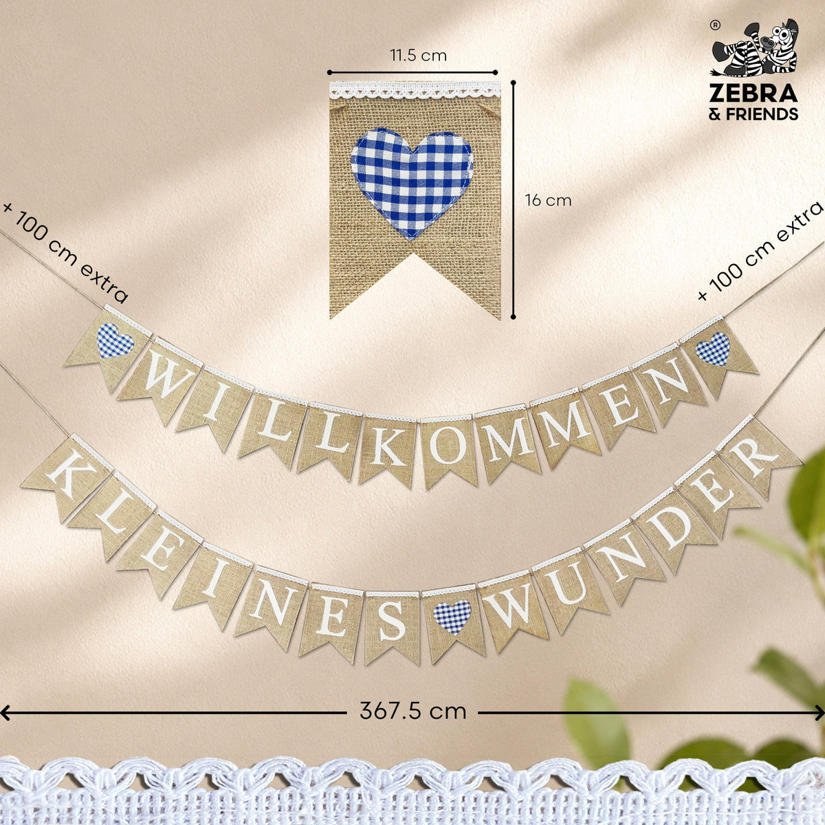 6343  "KLEINES WUNDER "banner blue -ze-line collection
