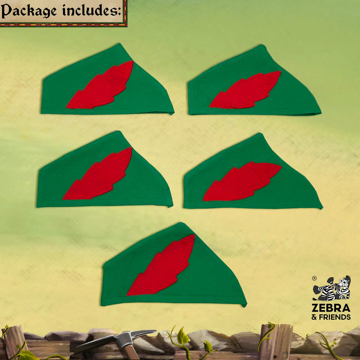 3621 Robin Hood cap 5 pcs - Once upon a time collection