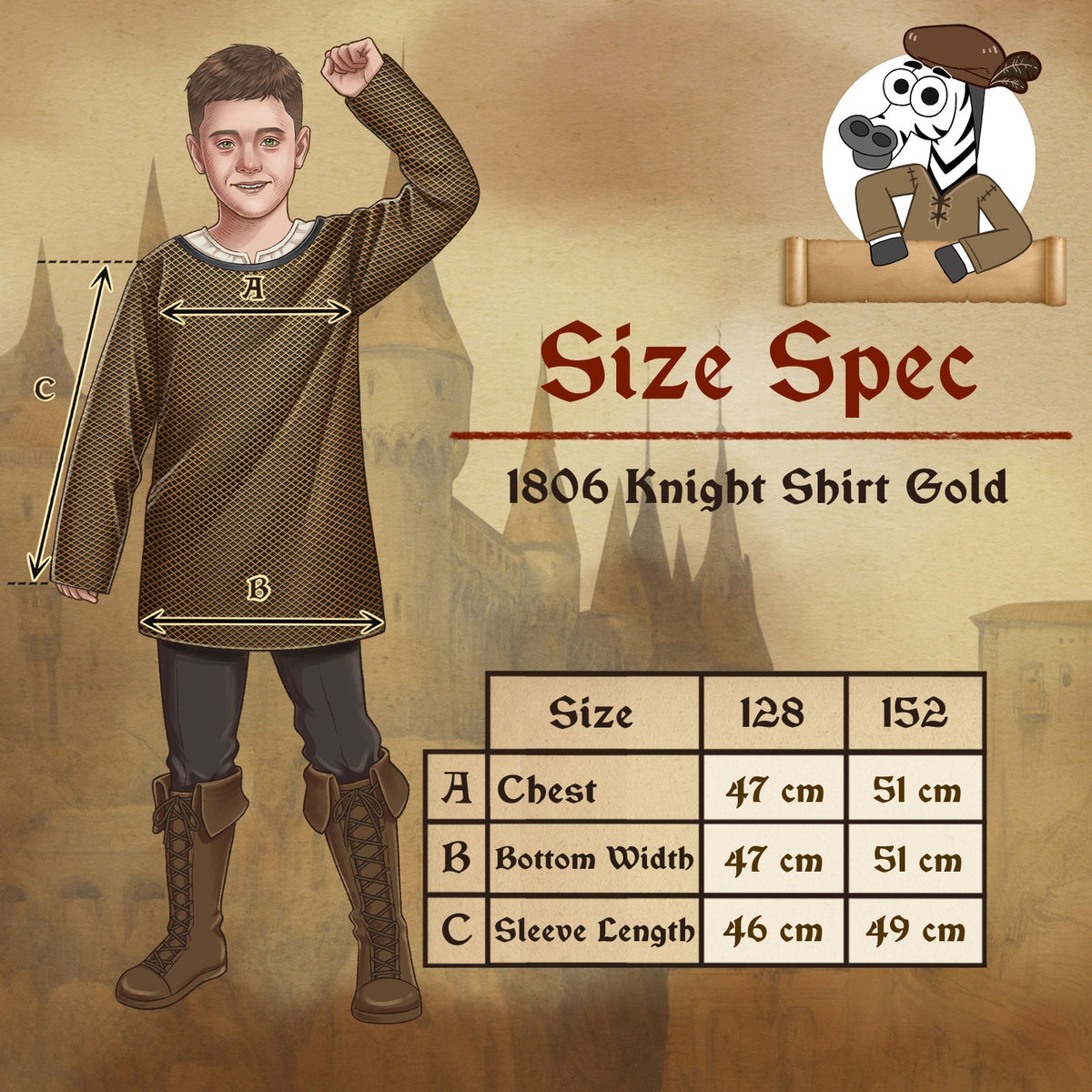 1806 Knight shirt gold  - Medieval collection