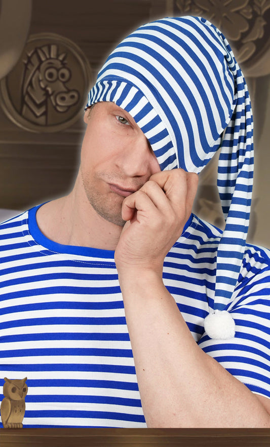 3778 White/Blue Sleeping cap
