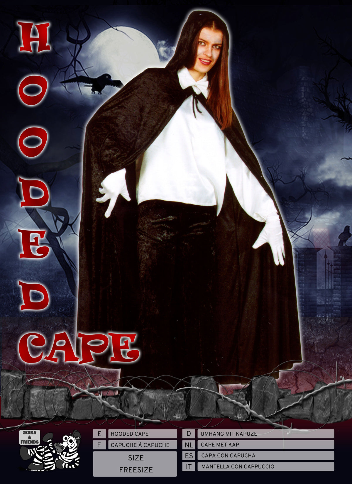 1006/1 Hooded cape black -The horror factory collection