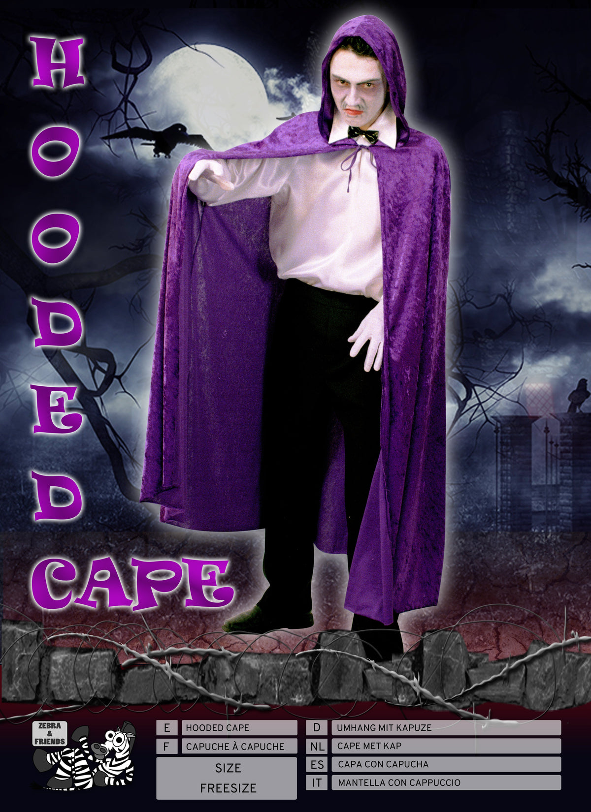 1006/2 Hooded cape purple - The horror factory collection