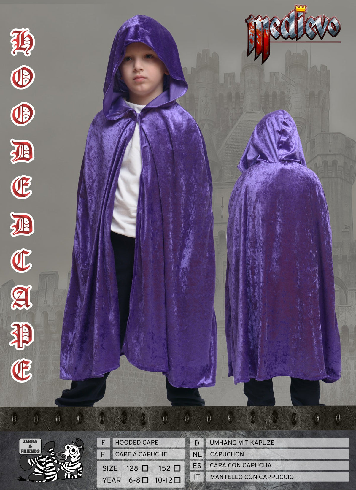 1506/2  Hooded cape purple - Medieval collection