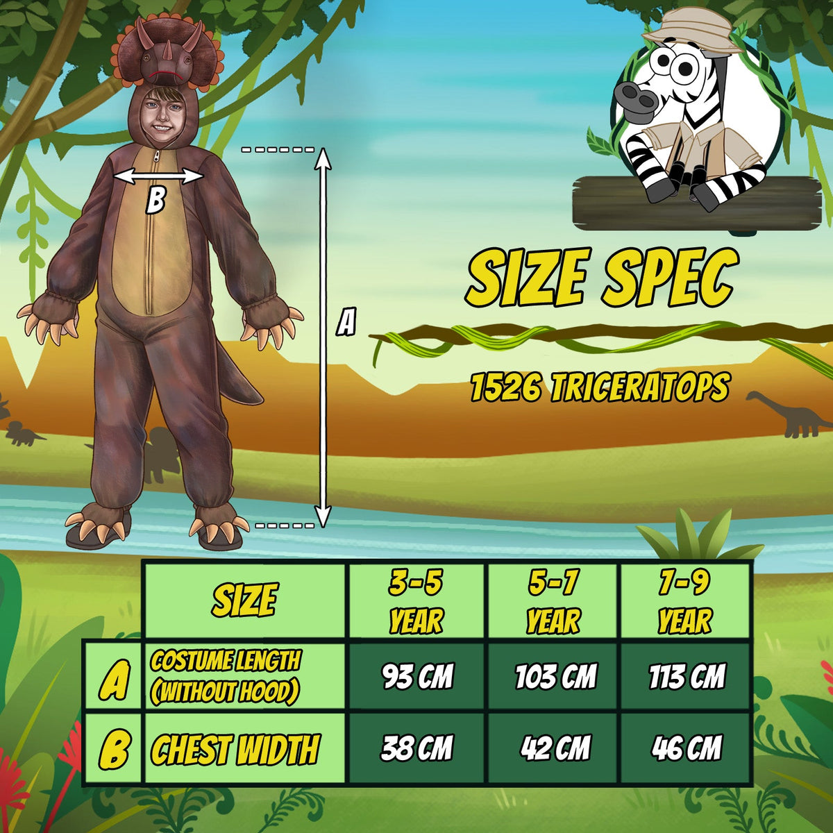1526 Triceratops jumpsuit - Jungle Theme collection